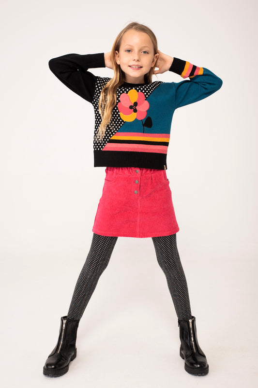 Falda rosa pana stretch niña jr