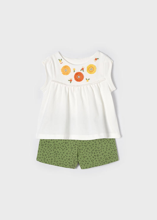Conjunto short ECOFRIENDS bordados mini niña