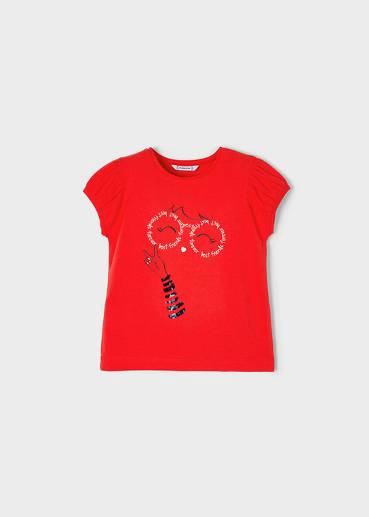 Playera roja manga corta ECOFRIENDS mini niña