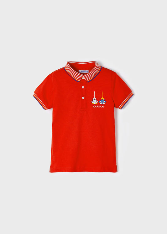 Polo roja manga corta bordado mini niño