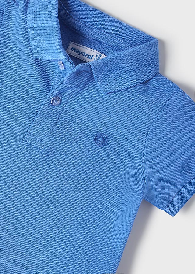 Playera polo manga corta Ecofriends azul bebé niño