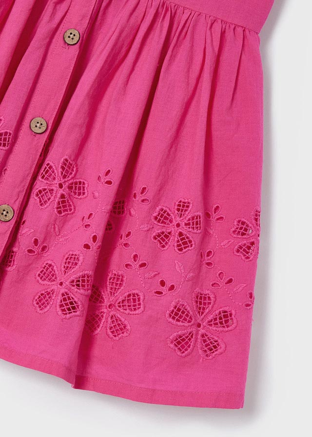 Vestido magenta popelin bordado mini niña