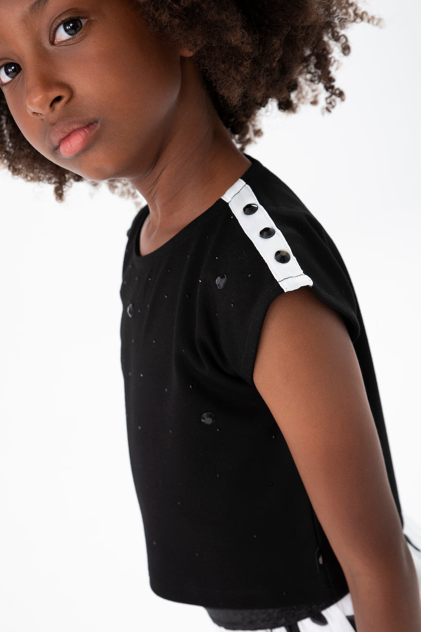 Conjunto blusa con pantalón gasa plisado niña jr
