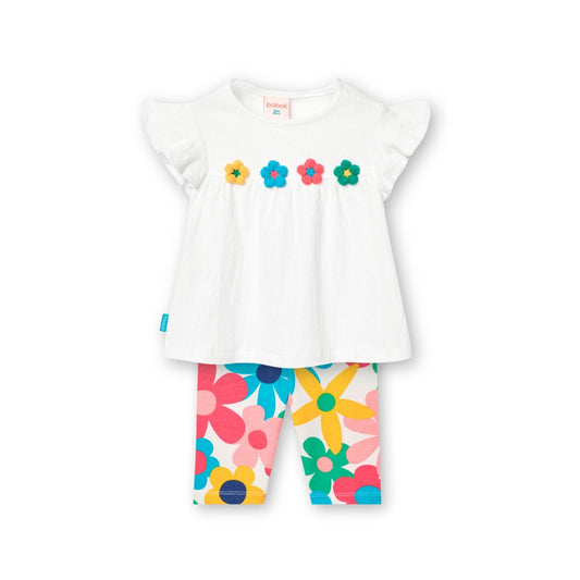 Conjunto flores blusa leggings para mini niña