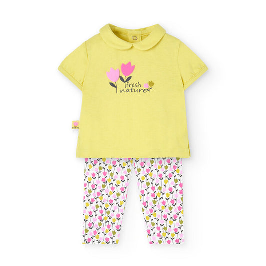 Conjunto blusa con pantalón anís para bebé niña