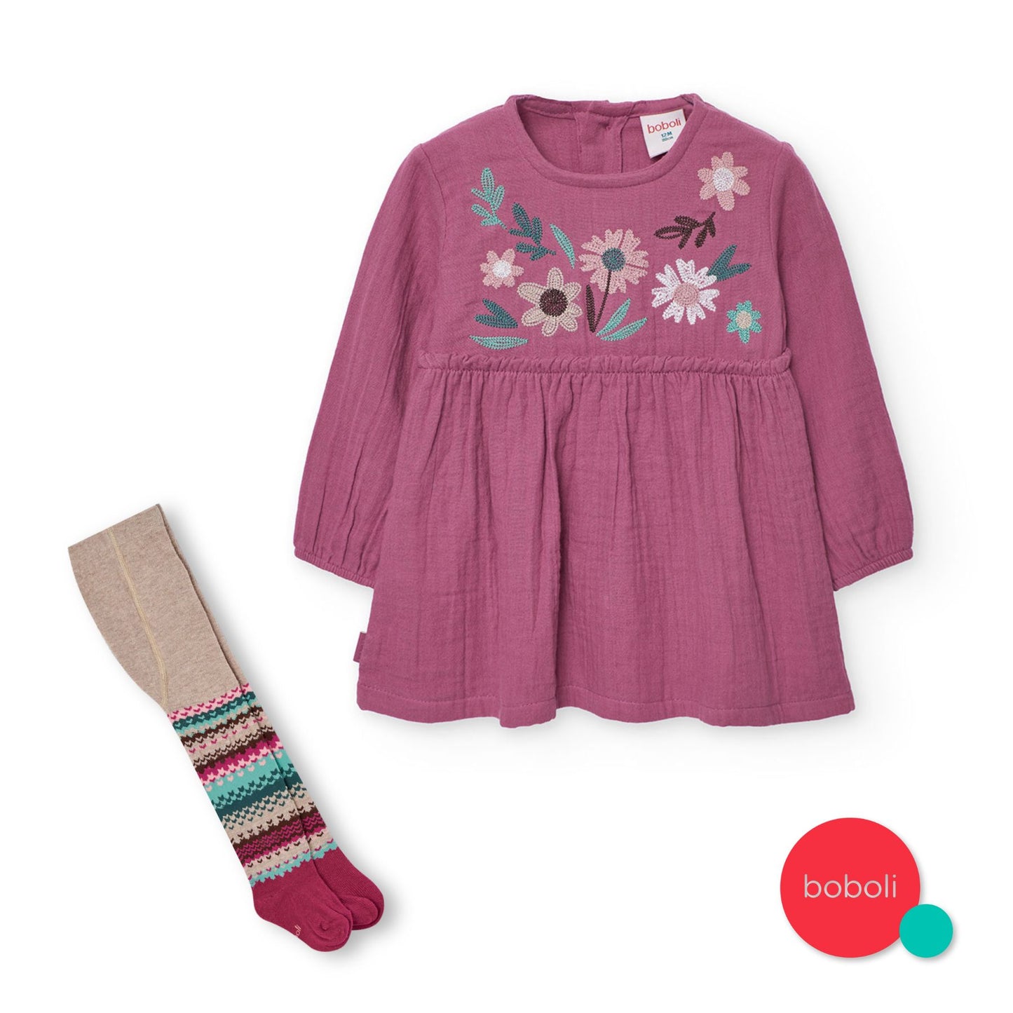 Vestido muselina con mallas mini niña