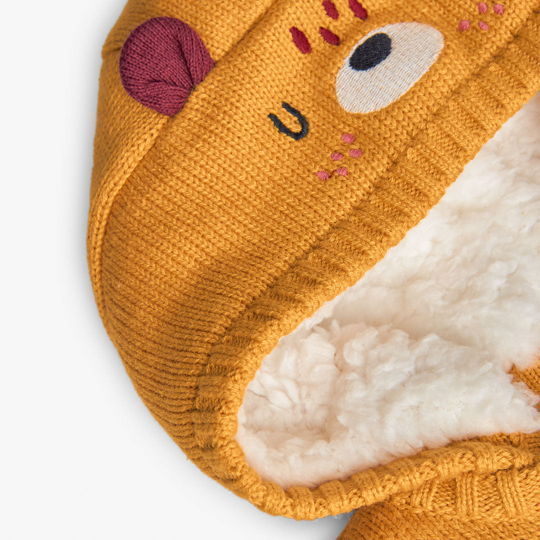 Chamarra tejida amarilla con borrega bebé niñ@