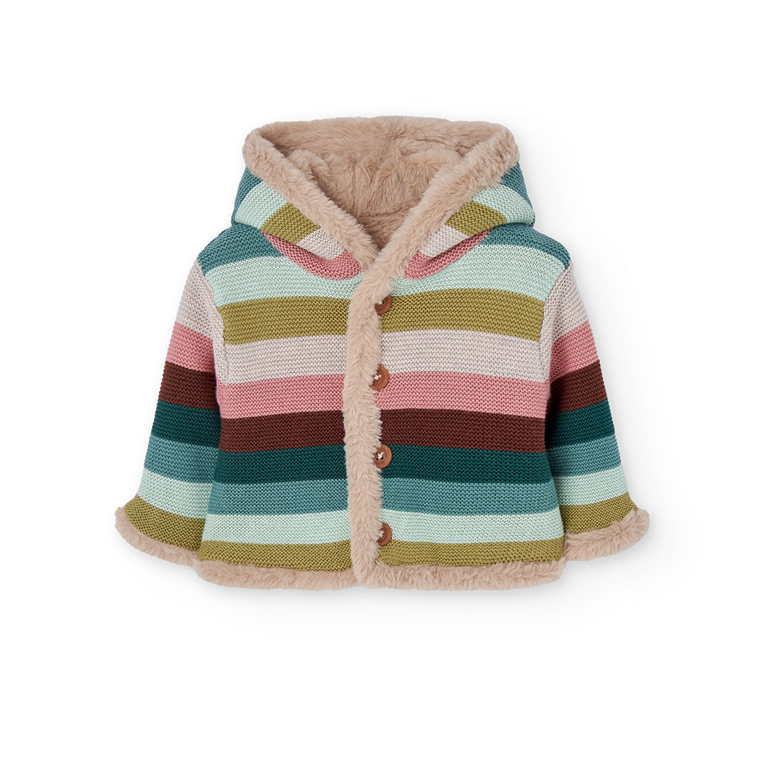 Chamarra tejida reversible bebé niña