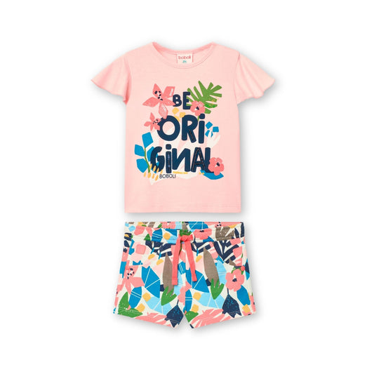 Conjunto blusa short flores para mini niña