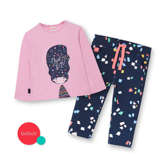 Conjunto lila blusa con pantalón de felpa mini niña