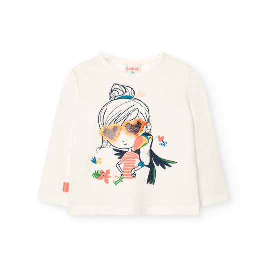 Blusa blanca tucán para mini niña