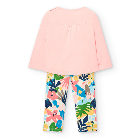 Conjunto flamingo blusa leggings para mini niña