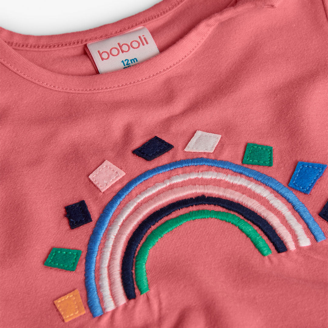 Vestido rosa felpa con tul y mallas mini niña