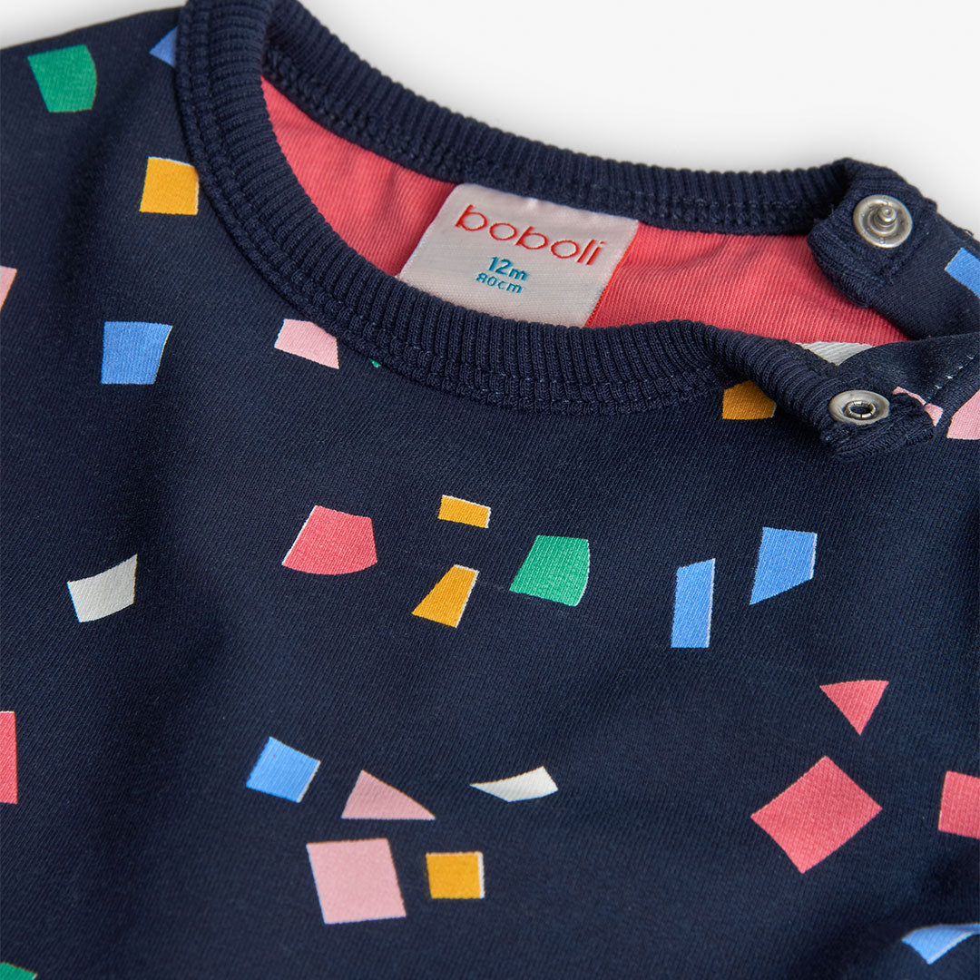 Vestido azul marino felpa con mallas mini niña