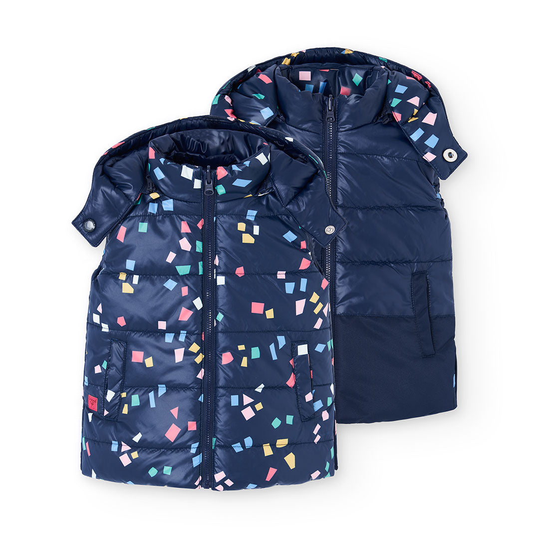 Chaleco reversible azul marino mini niña