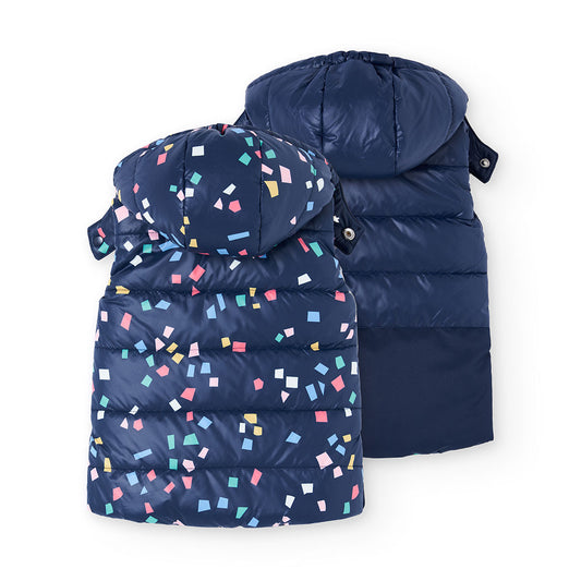 Chaleco reversible azul marino mini niña