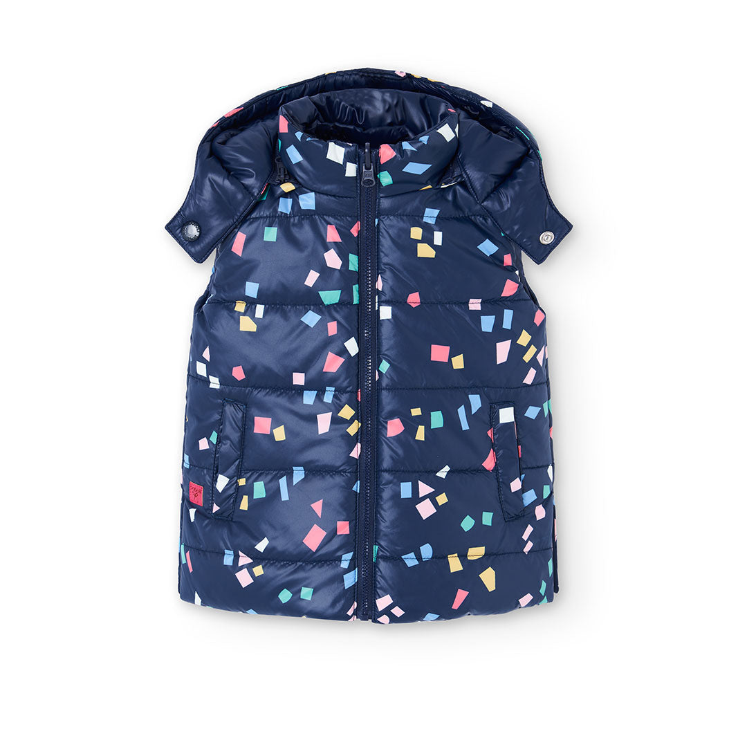 Chaleco reversible azul marino mini niña