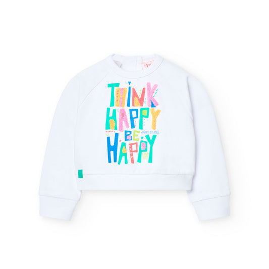 Sudadera felpa blanca para mini niña