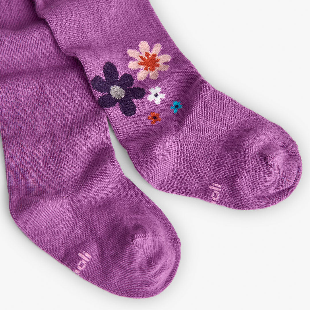 Vestido felpa flores lila con mallas mini niña