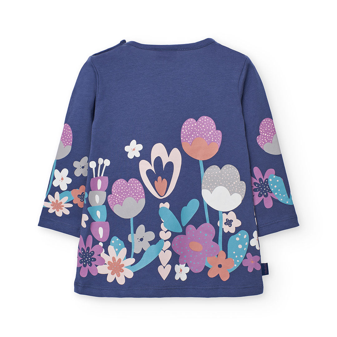 Conjunto lila vestido con leggings flores mini niña