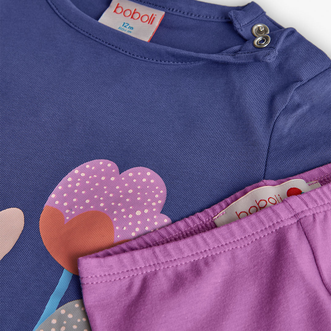 Conjunto lila vestido con leggings flores mini niña