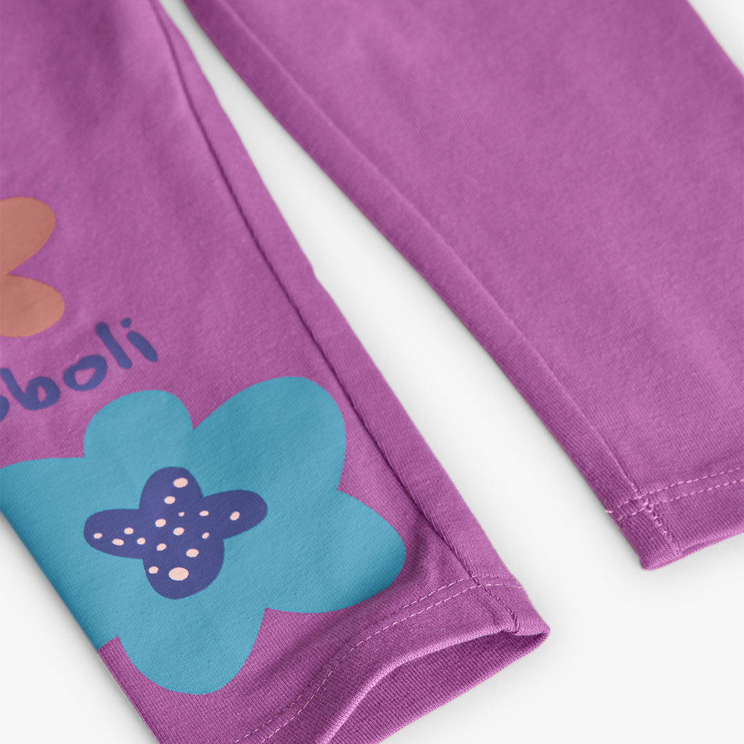 Conjunto lila vestido con leggings flores mini niña