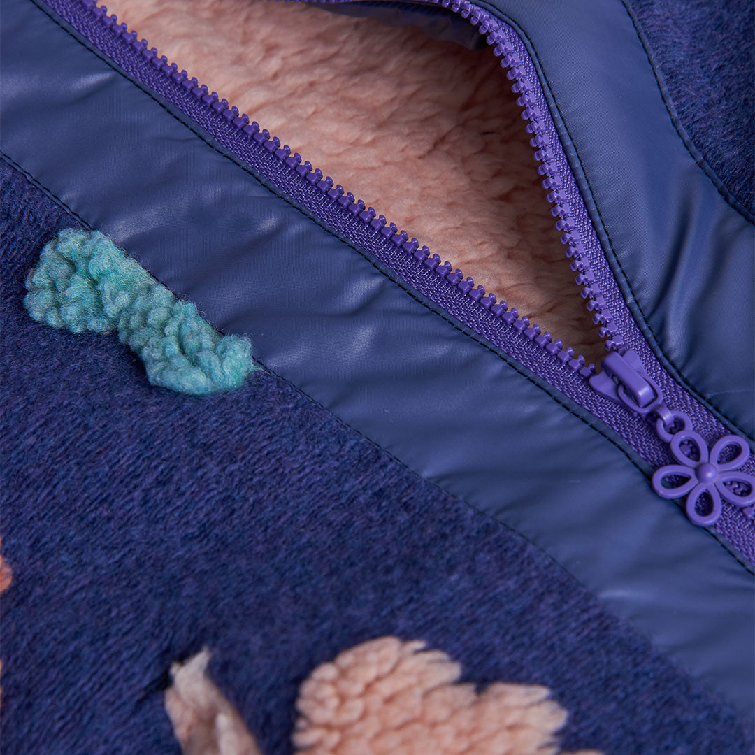 Chamarra borrega flores mini niña