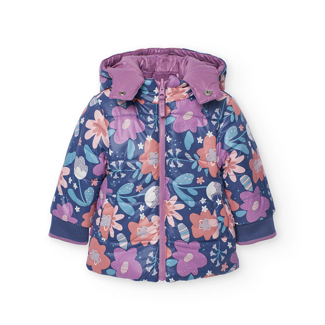 Chamarra acolchada reversible lila mini niña