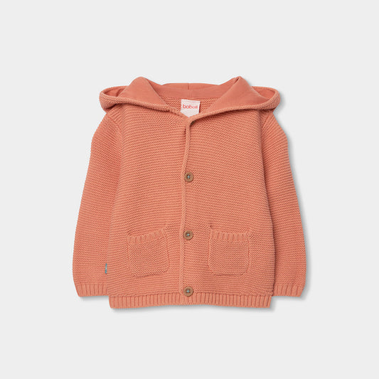Suéter caramel con capucha bebé niñ@