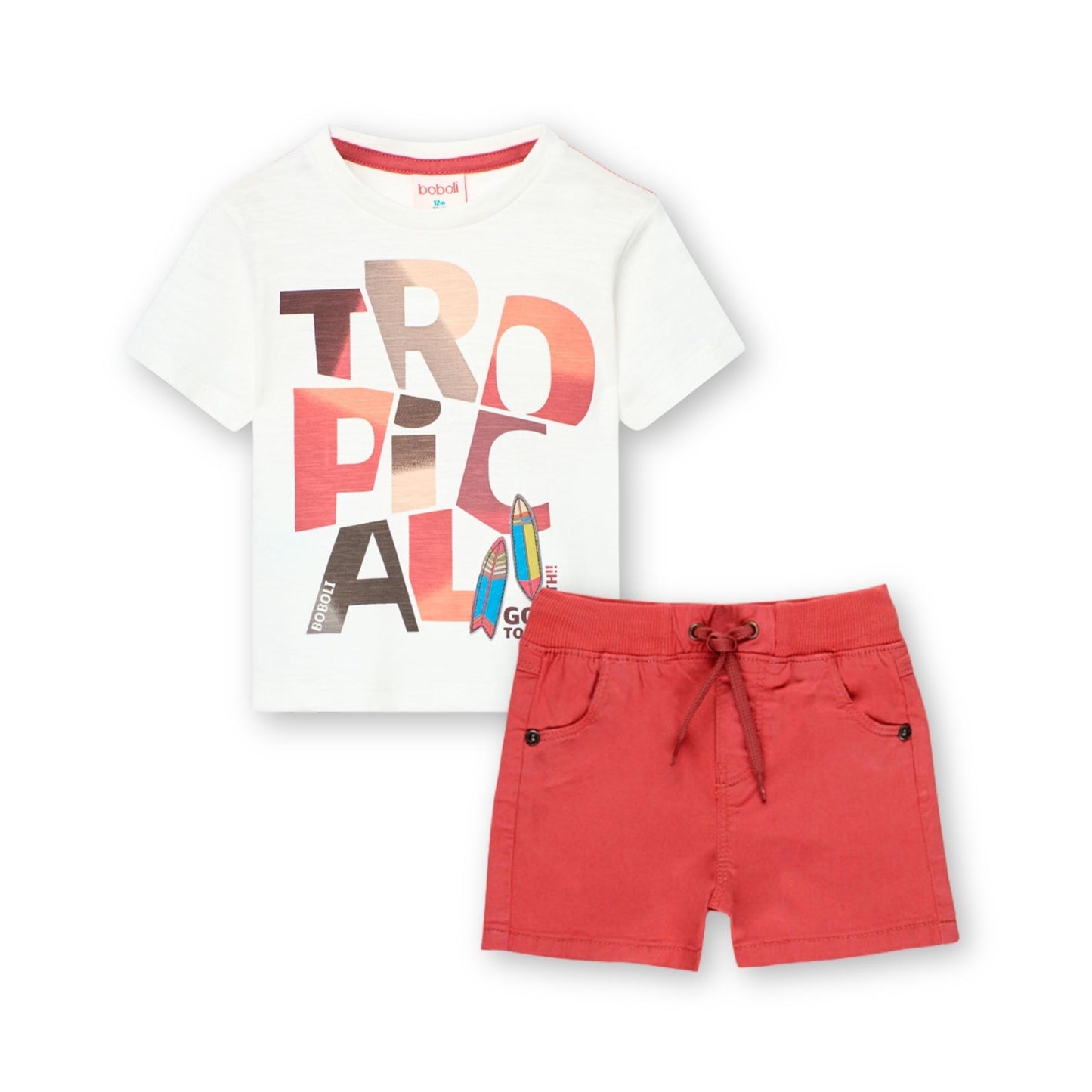 Conjunto tropical playera con short para mini niño
