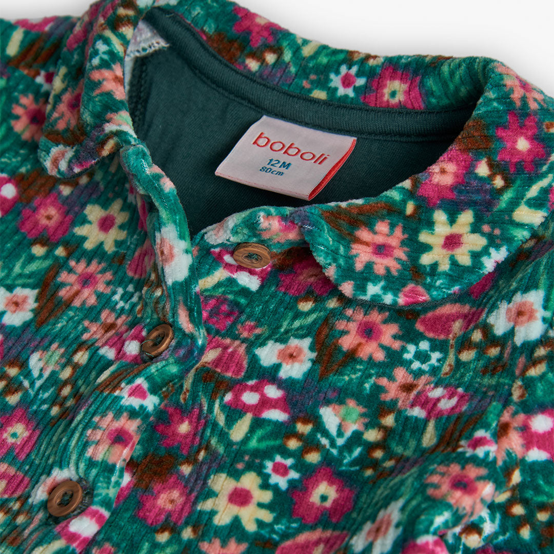 Vestido verde pana con mallas mini niña