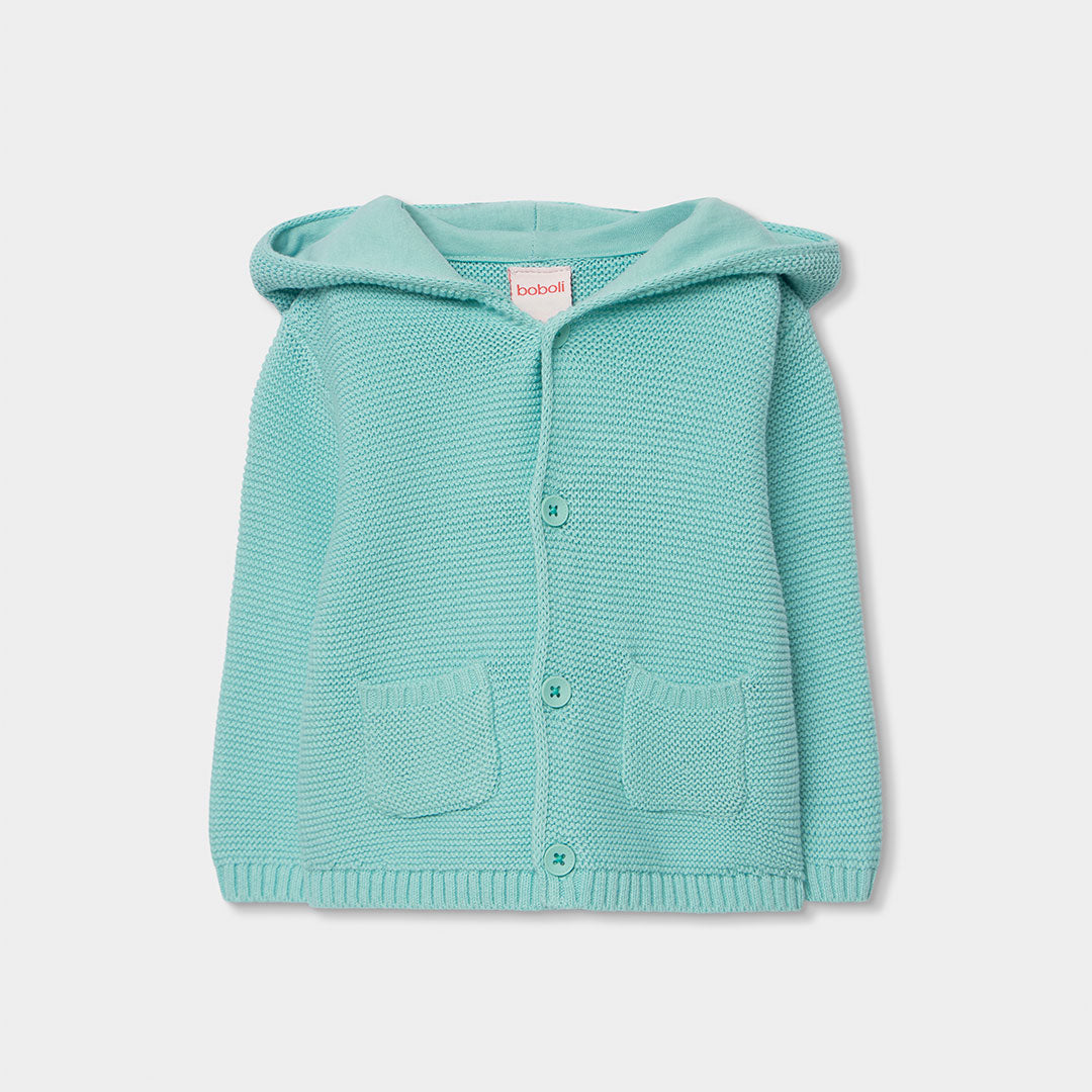 Suéter aqua con capucha bebé niño