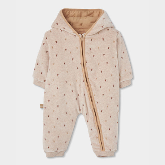 Buzo terciopelo estampado beige recién nacido