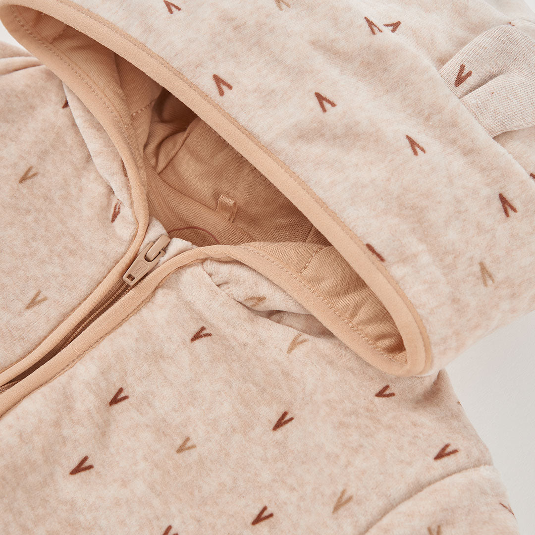 Buzo terciopelo estampado beige recién nacido