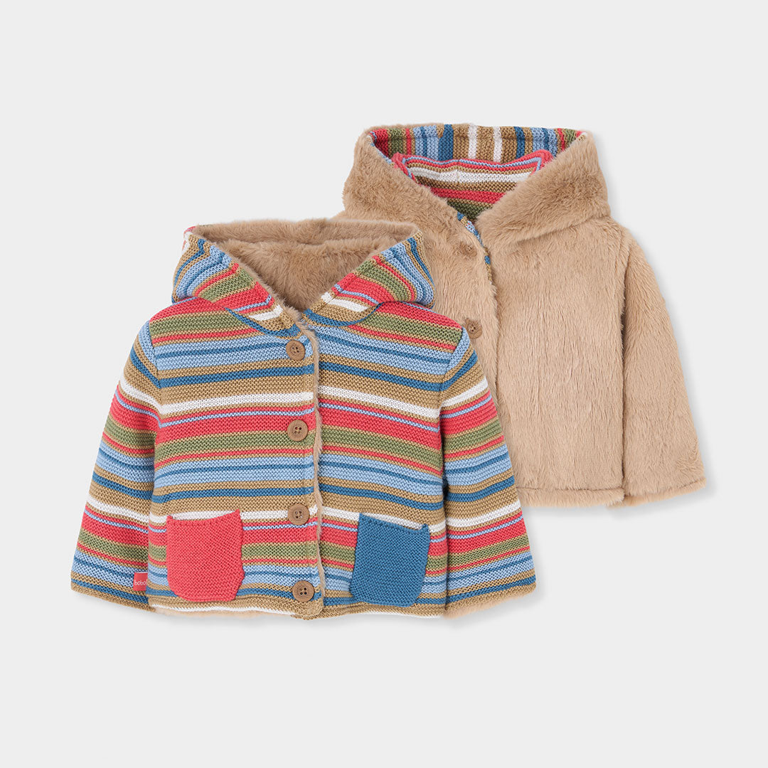 Chamarra reversible camel con capucha para bebé niño