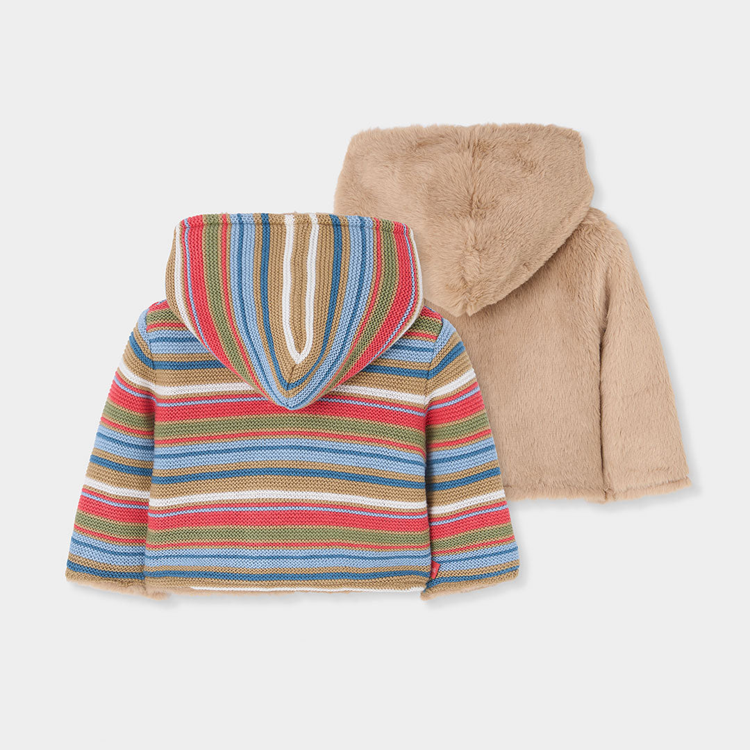 Chamarra reversible camel con capucha para bebé niño