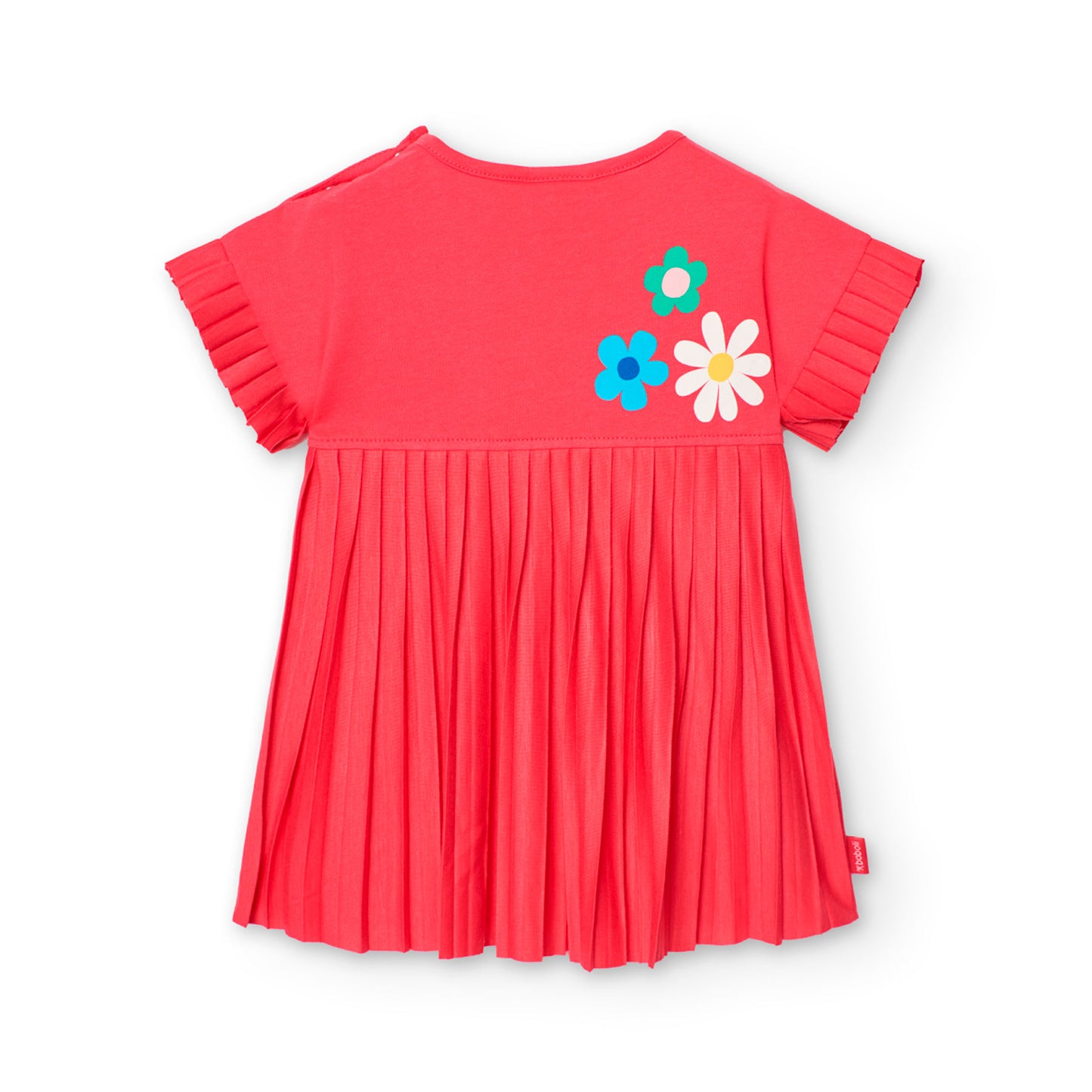 Vestido rojo magenta con flores para mini niña