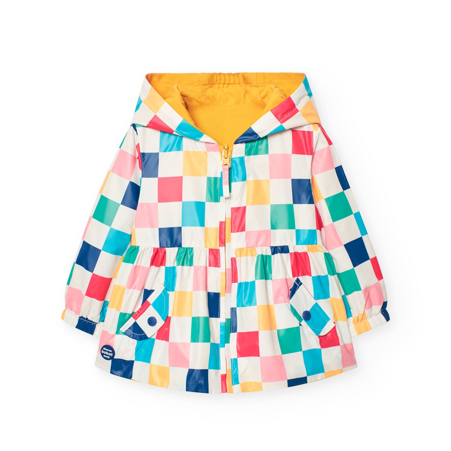 Impermeable reversible cuadros para mini niña
