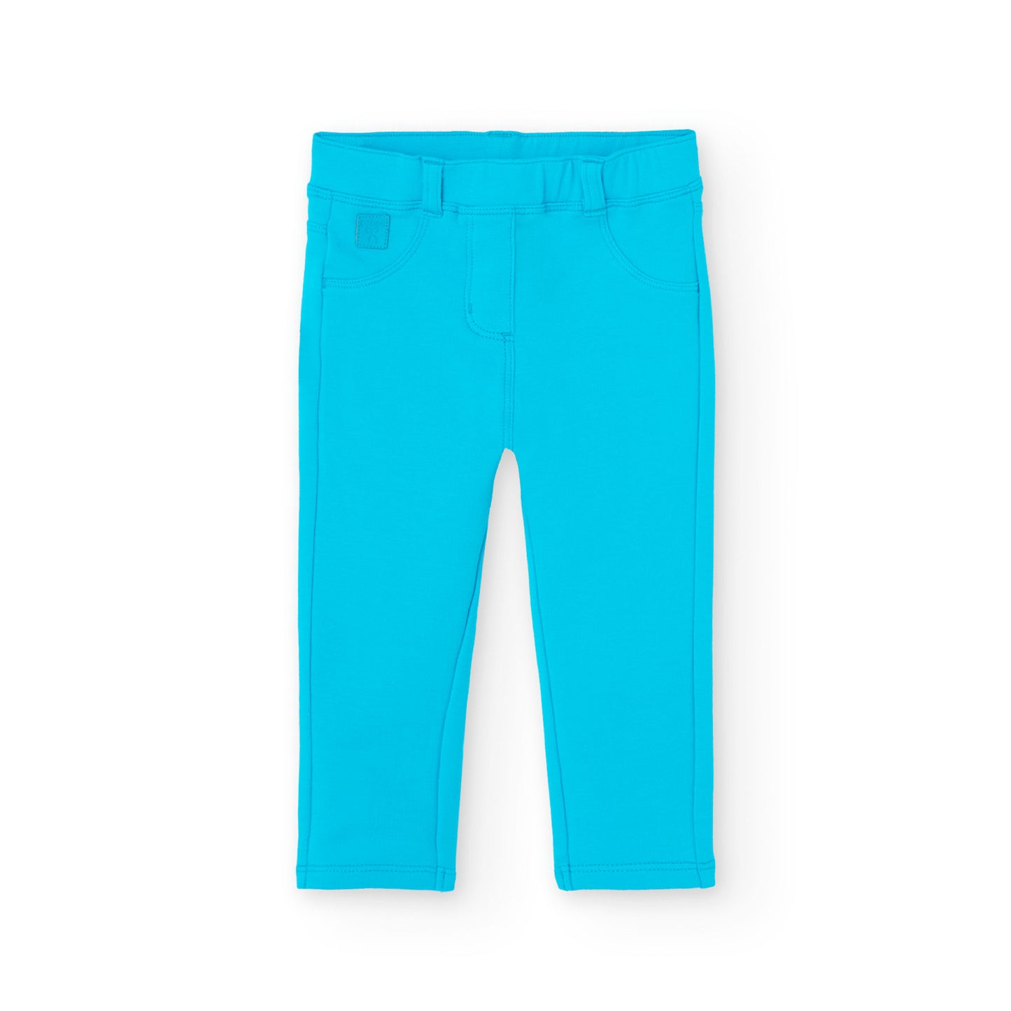 Conjunto blusa flores con pantalón de felpa azul mini niña