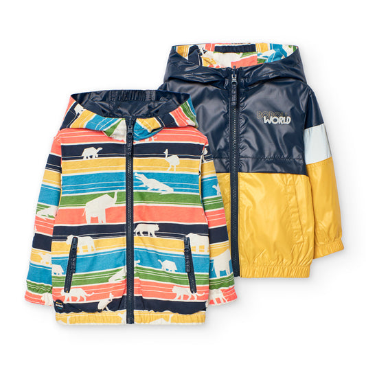 Chamarra reversible impermeable animales para mini niño