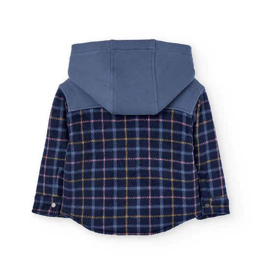 Chamarra azul cuadros con borrega mini niño