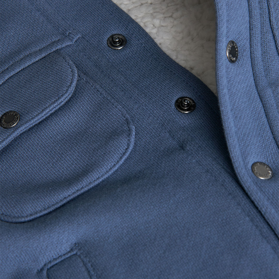 Chamarra azul cuadros con borrega mini niño