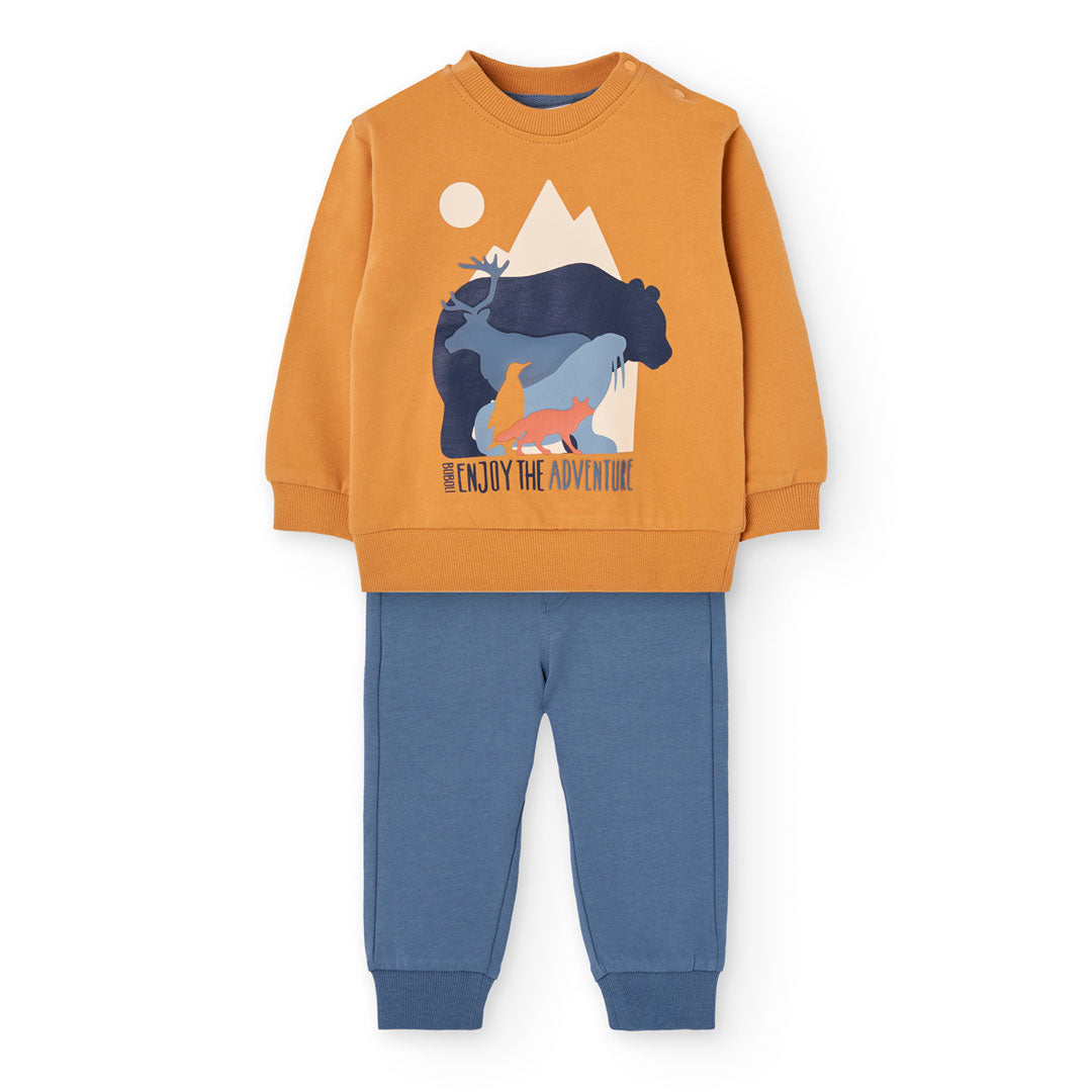 Conjunto de pants con sudadera amarilla mini niño