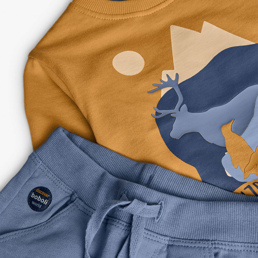 Conjunto de pants con sudadera amarilla mini niño