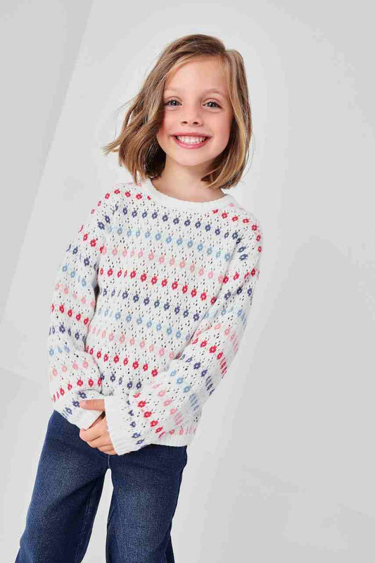 Suéter blanco colores mini niña