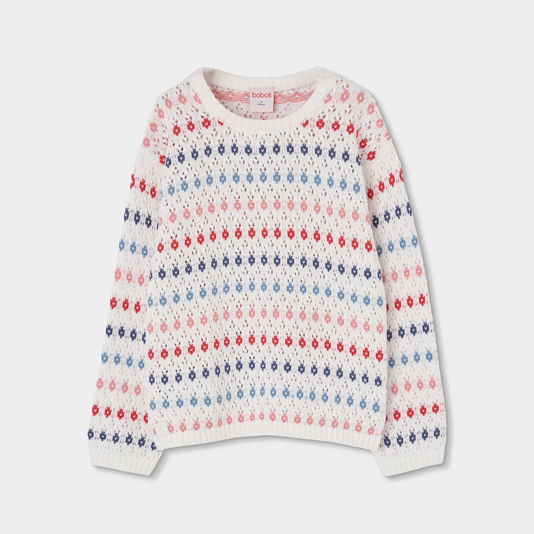 Suéter blanco colores mini niña