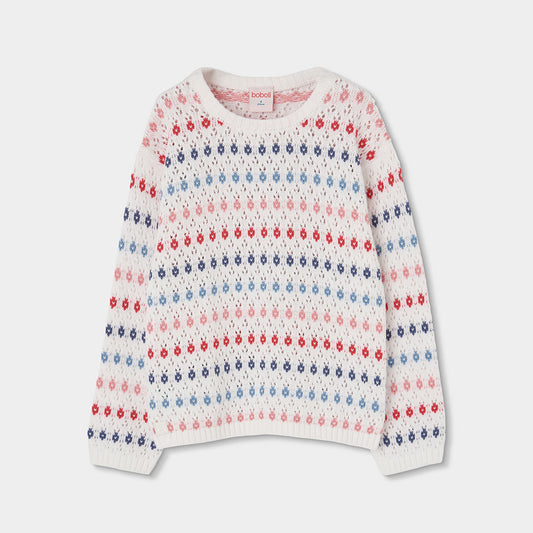 Suéter blanco colores mini niña