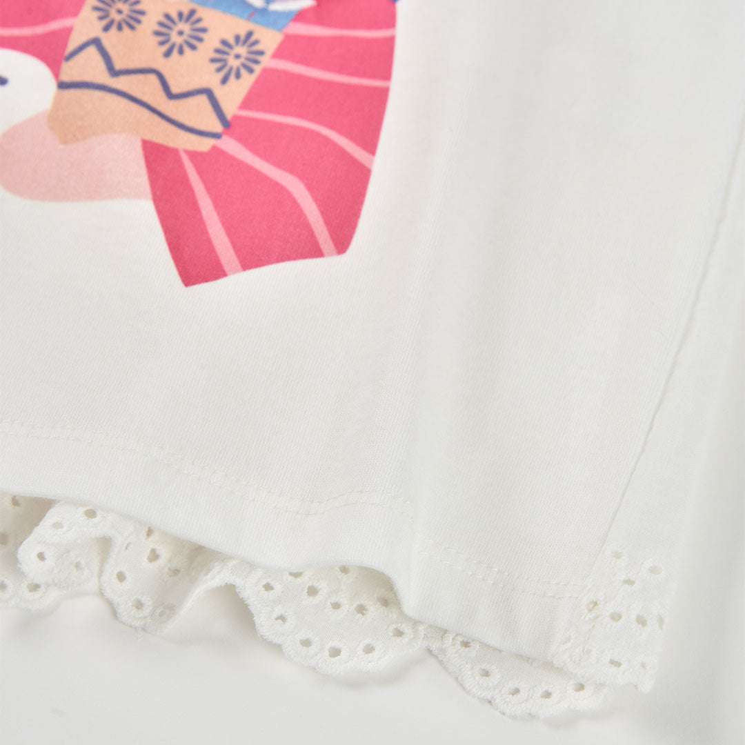 Conjunto coral niña flores blusa con leggings mini niña