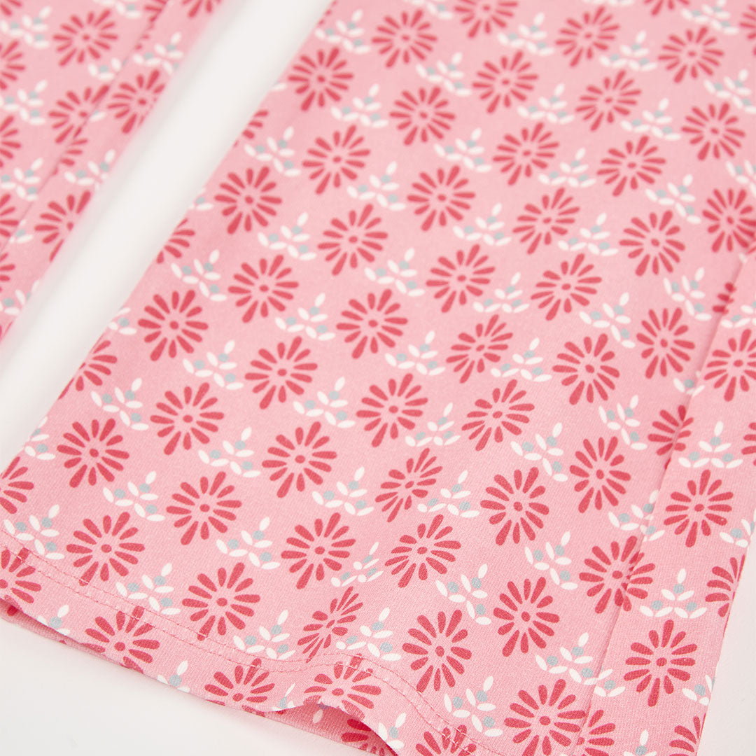 Conjunto coral niña flores blusa con leggings mini niña