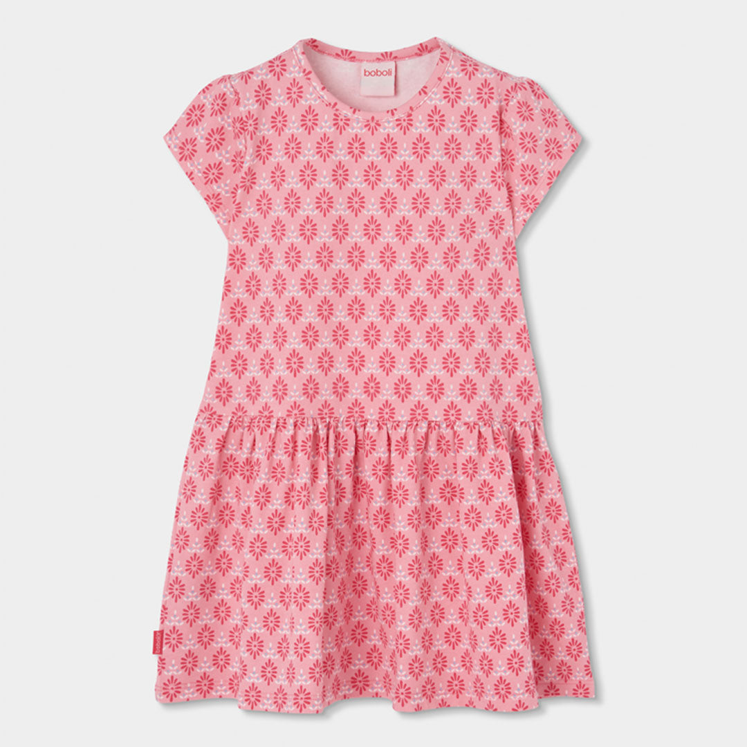 Vestido coral estampado geométrico mini niña